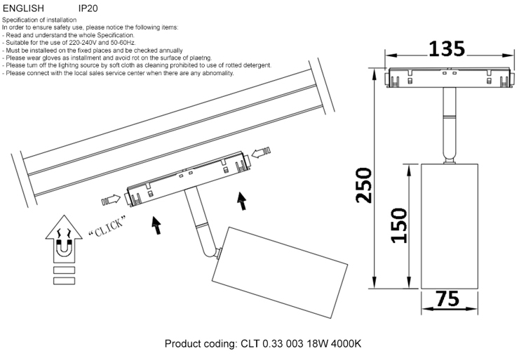 Светильник трековый магнитный Crystal Lux CLT 0.33 003 18W WH 4000K